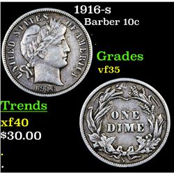 1916-s Barber Dime 10c Grades vf++
