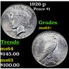 Image 1 : 1926-p Peace Dollar $1 Grades Select+ Unc