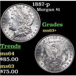 1887-p Morgan Dollar $1 Grades Select+ Unc