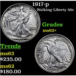 1917-p Walking Liberty Half Dollar 50c Grades Select Unc