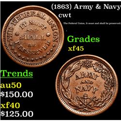 (1863) Army & Navy Civil War Token 1c Grades xf+