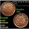 Image 1 : (1863) Army & Navy Civil War Token 1c Grades xf+