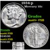 Image 1 : 1934-p Mercury Dime 10c Grades GEM+ FSB