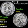 Image 1 : 1937-p Walking Liberty Half Dollar 50c Grades Select Unc