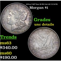 1878-p 7/8tf Vam 39 Hit List 40 7/5 I4 R5 Morgan Dollar $1 Grades Unc Details
