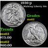 Image 1 : 1936-p Walking Liberty Half Dollar 50c Grades Select Unc