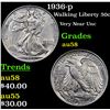 Image 1 : 1936-p Walking Liberty Half Dollar 50c Grades Choice AU/BU Slider