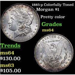 1885-p Colorfully Toned Morgan Dollar $1 Grades Choice Unc