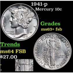 1941-p Mercury Dime 10c Grades Select Unc+ FSB
