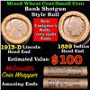 Image 1 : Mixed small cents 1c orig shotgun roll, 1913-d Wheat Cent, 1889 Indian Cent other end, McDonalds Wra
