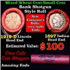 Image 1 : Mixed small cents 1c orig shotgun roll, 1919-d Wheat Cent, 1897 Indian Cent other end, Coca Cola Wra