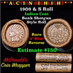 Indian cent 1c orig roll, 1909 end S other end