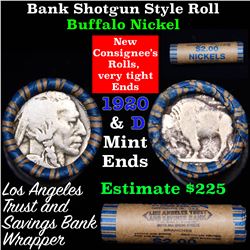 Buffalo Nickel Shotgun Roll in Old Bank Style 'Los Angeles Trust And Savins Bank'  Wrapper 1920 & d 