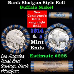 Buffalo Nickel Shotgun Roll in Old Bank Style 'Los Angeles Trust And Savins Bank'  Wrapper 1914 & s 