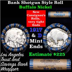 Buffalo Nickel Shotgun Roll in Old Bank Style 'Los Angeles Trust And Savins Bank'  Wrapper 1917 & d 