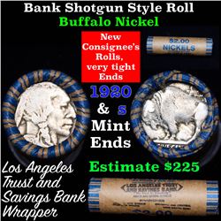Buffalo Nickel Shotgun Roll in Old Bank Style 'Los Angeles Trust And Savins Bank'  Wrapper 1920 & s 