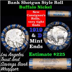 Buffalo Nickel Shotgun Roll in Old Bank Style 'Los Angeles Trust And Savins Bank'  Wrapper 1919 & d 