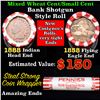 Image 1 : Mixed small cents 1c orig shotgun roll, 1858 Flying Eagle cent, 1888 Indian Cent other end, Seal Str