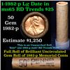 Image 1 : Uncirculated shotgun Lincoln 1c roll, 1982-p Copper Large Date 50 pcs Brandt Wrapper  Grades