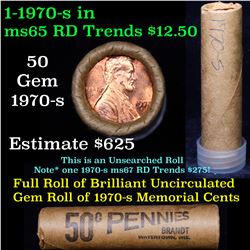 Uncirculated Shotgun Lincoln 1c roll, 1970-s 50 pcs Brandt Wrapper  Grades