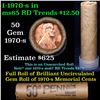 Image 1 : Uncirculated Shotgun Lincoln 1c roll, 1970-s 50 pcs Brandt Wrapper  Grades