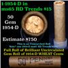 Image 1 : Uncirculated Shotgun Lincoln 1c roll, 1954-d 50 pcs Brandt Wrapper  Grades