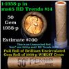 Image 1 : Uncirculated Shotgun Lincoln 1c roll, 1958-p 50 pcs Brandt Wrapper  Grades