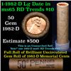 Image 1 : Uncirculated Shotgun Lincoln 1c roll, 1982-d Zinc Large date 50 pcs Brandt Wrapper Grades
