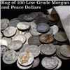 Image 1 : Bag of 100 Low Grade Morgan And Peace Dollars Grades