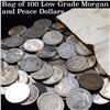 Image 1 : Bag of 100 Low Grade Morgan And Peace Dollars Grades