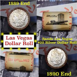 ***Auction Highlight*** Full Morgan/Peace Sands Hotel silver $1 roll $20, 1889 & 1890 ends (fc)