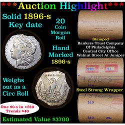 ***Auction Highlight*** Full solid Key date 1896-s Morgan silver dollar roll, 20 coin (fc)