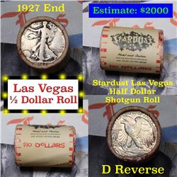 ***Auction Highlight*** Old Casino 50c Roll $10 In Halves Stardust Hotel Las Vegas 1927 & 'D' Walker