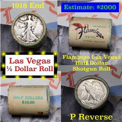 ***Auction Highlight*** Old Casino 50c Roll $10 In Halves Flamingo Hotel Las Vegas 1918 & 'P' Walker