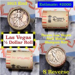 ***Auction Highlight*** Old Casino 50c Roll $10 In Halves Dunes Hotel Las Vegas 1913 & 'S' Walker En
