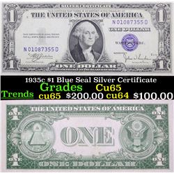 1935c $1 Blue Seal Silver Certificate Grades Gem CU