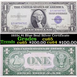 1935c $1 Blue Seal Silver Certificate Grades Gem CU