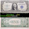 Image 1 : 1935E $1 Blue Seal Silver Certificate Mint Error Faulty Alignment Grades vf++
