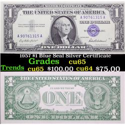 1957 $1 Blue Seal Silver Certificate Grades Gem CU