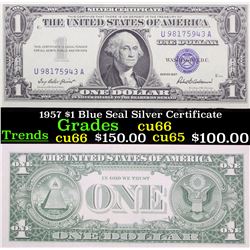 1957 $1 Blue Seal Silver Certificate Grades Gem+ CU