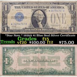 *Star Note * 1928A $1 Blue Seal Silver Certificate Grades f+