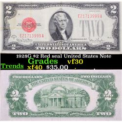 1928G $2 Red seal United States Note Grades vf++