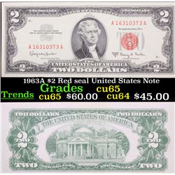 1963A $2 Red seal United States Note Grades Gem CU