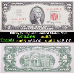 1963A $2 Red seal United States Note Grades Gem CU