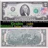 Image 1 : 1976 $2 Federal Reserve Note 1st Day of Issue, with Stamp Grades Gem CU