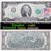 Image 1 : 1976 $2 Federal Reserve Note 1st Day of Issue, with Stamp Grades Gem CU