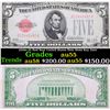 Image 1 : 1928a $5 Red Seal United States Note Semi Key Date Grades Choice AU