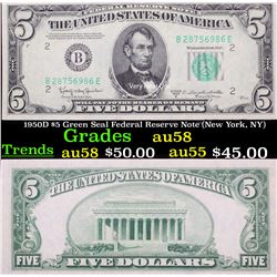 1950D $5 Green Seal Federal Reserve Note (New York, NY) Grades Choice AU/BU Slider
