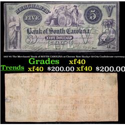 1857 $5 The Merchants' Bank of SOUTH CAROLINA at Cheraw Note Haxby# 59-G4a Confederate currency Grad