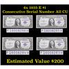 Image 1 : 4 Consecutive Serial Number 1935E $1 Blue Seal Silver Certificate All CU